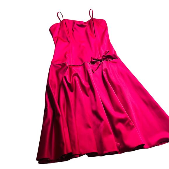JS Collections Satin Drop Waist Spagetti Strap Midi Dress Size 4 Pink NEW - Picture 8 of 8